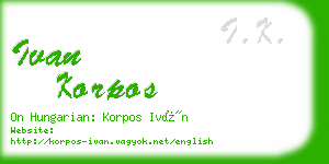 ivan korpos business card